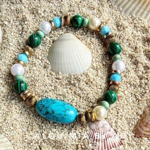 🌵💙 Turquoise & Malachite Bracelet — Protection + Peace